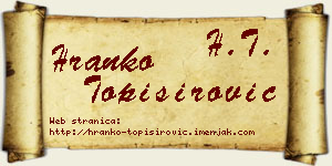 Hranko Topisirović vizit kartica